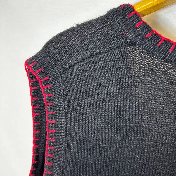 VTG Victoria Jones Women Black Embellished Christmas Full Zip Sweater Vest 2X - Picture 10 of 13
